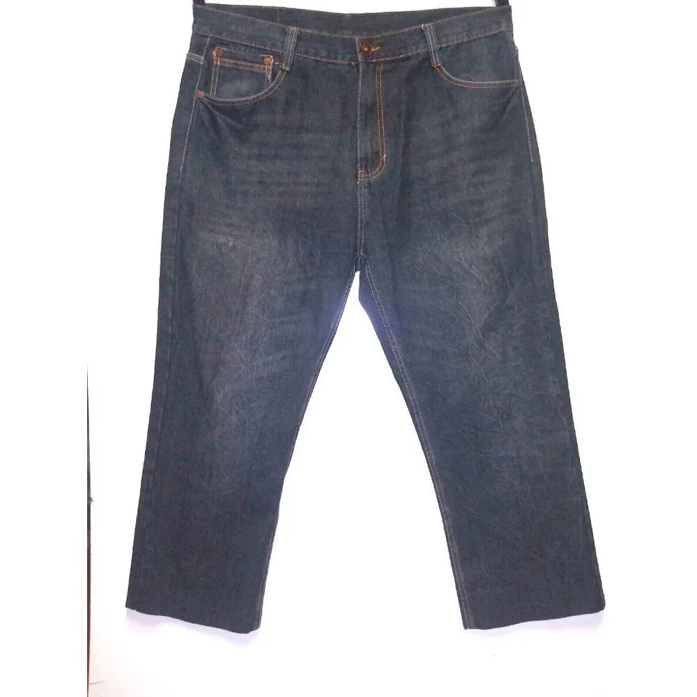 Makaveli Branded Mens Jeans Size 40/26.5 short dark wash high rise straight EUC